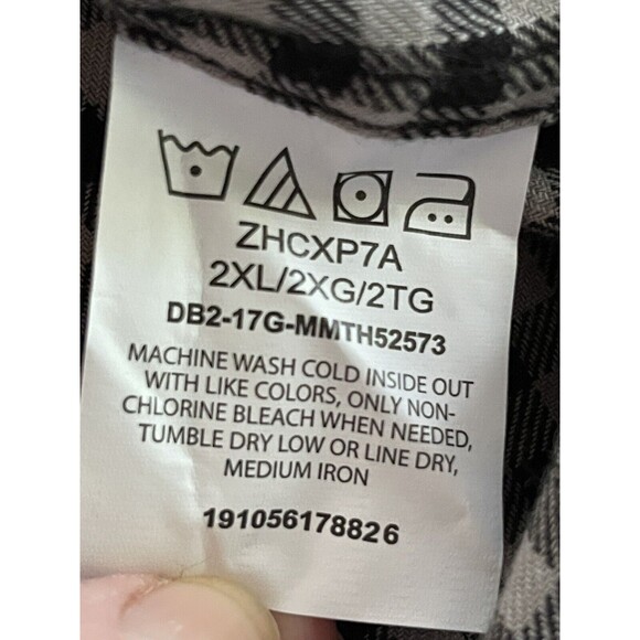 Wrangler Authentics Flannel Plaid Shirt LS Black / Gray 100% Cotton Mens 2XL NWT - Picture 7 of 11